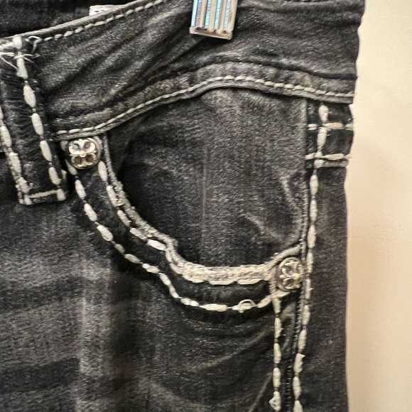 Vintage Y2K Miss Me Charcoal Denim with Silver Stitching - Picture 7 of 12